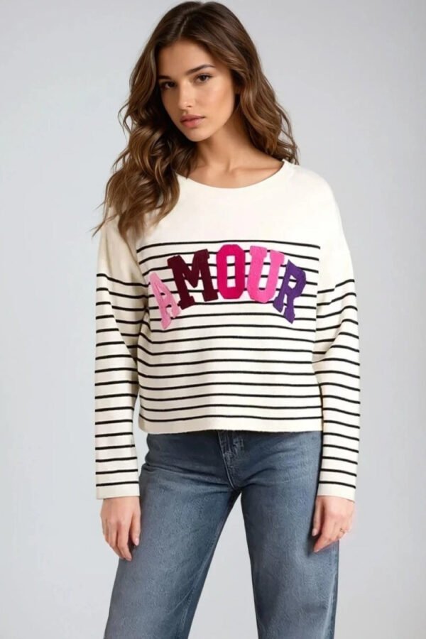 Stone 'Amour' Stripe Jumper - Image 3