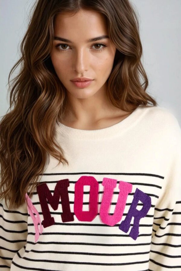 Stone 'Amour' Stripe Jumper - Image 2