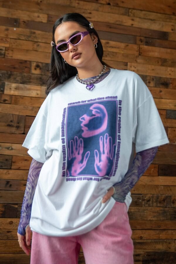 Short Sleeved In White The Realm Of Imagination T-shirt Print - Image 2