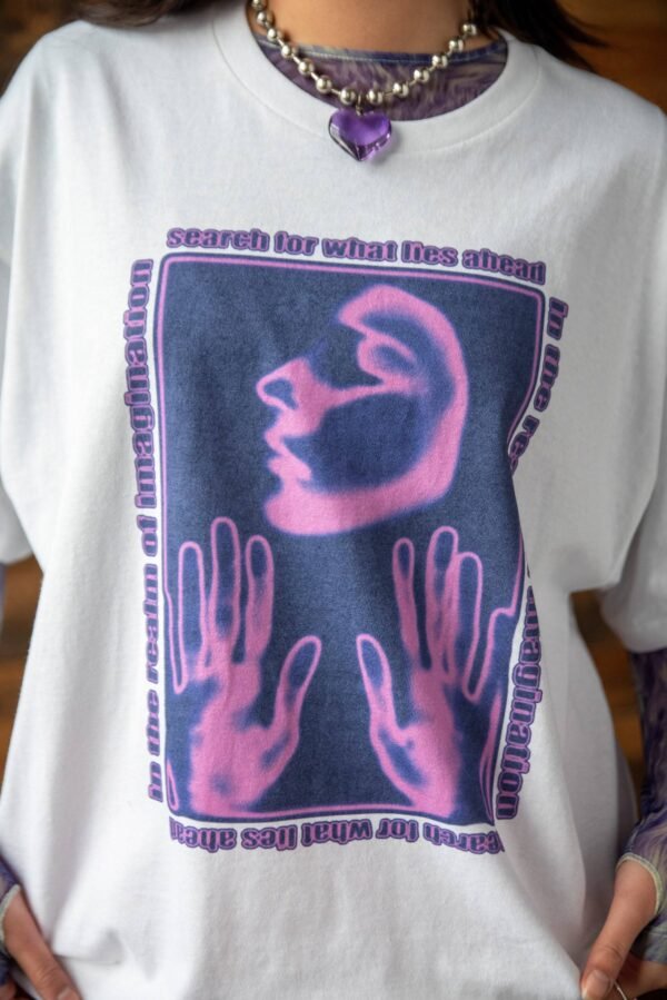 Short Sleeved In White The Realm Of Imagination T-shirt Print - Image 3