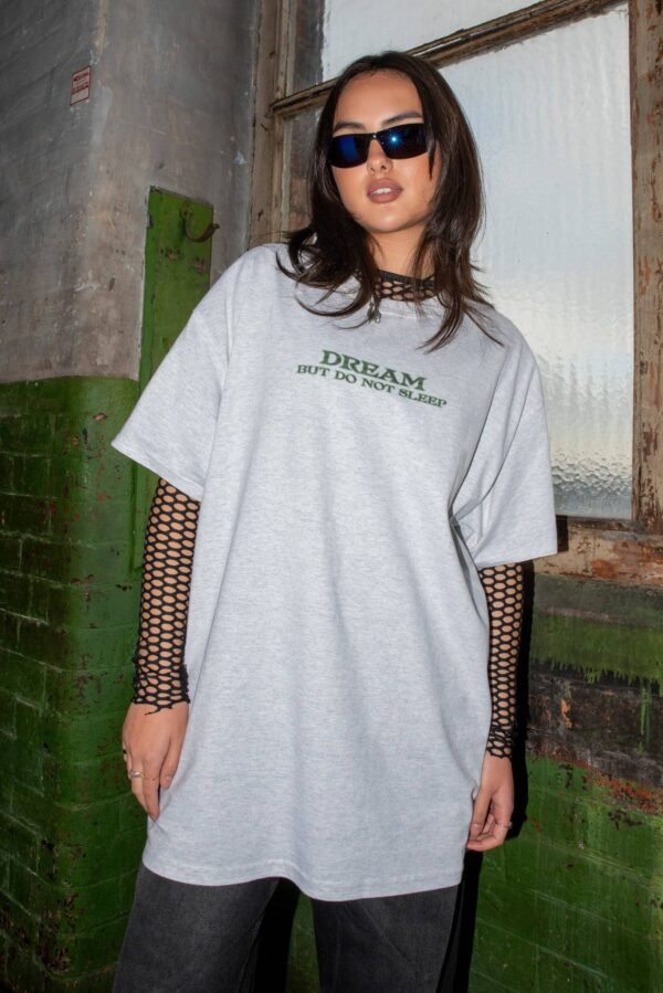 Short Sleeved T-shirt in Ash Grey With Futuristic Logo Print