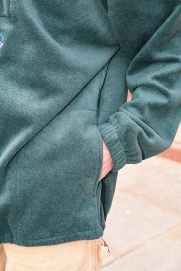 Fleece in Forest Green with Futuristic Logo Embroidery - Image 4
