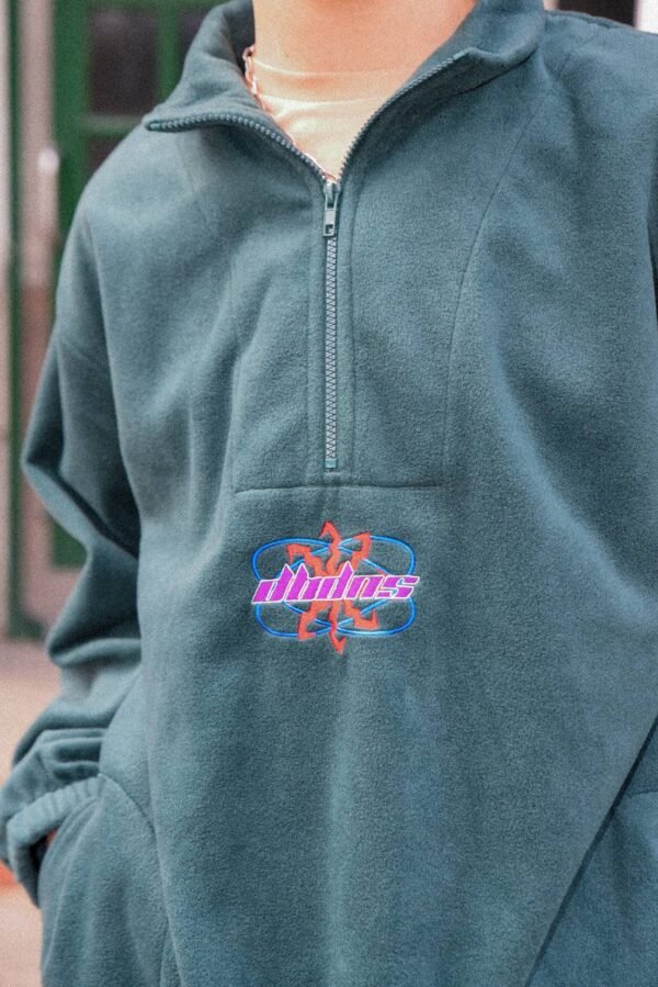 Fleece in Forest Green with Futuristic Logo Embroidery - Image 2
