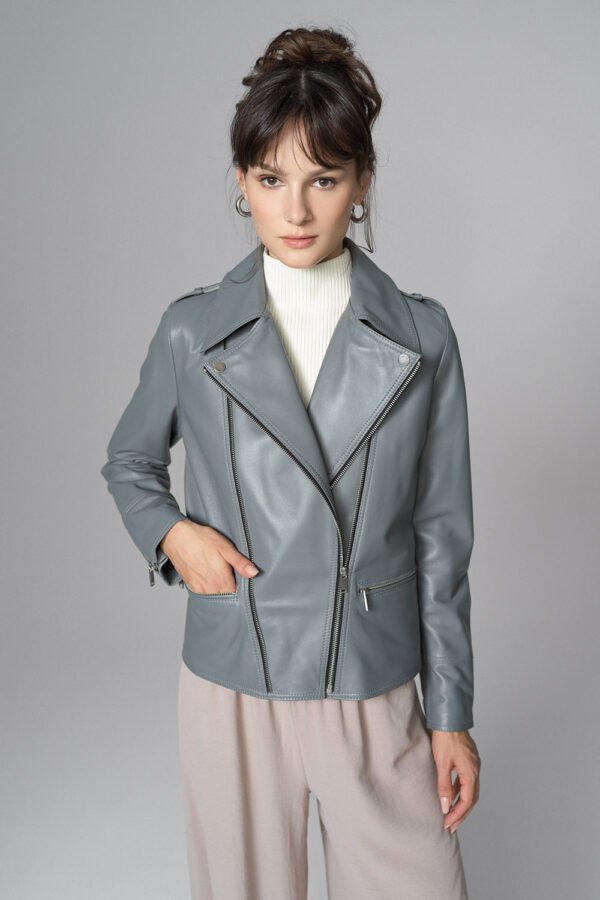 Gray Natural Leather﻿ Jacket - Image 10