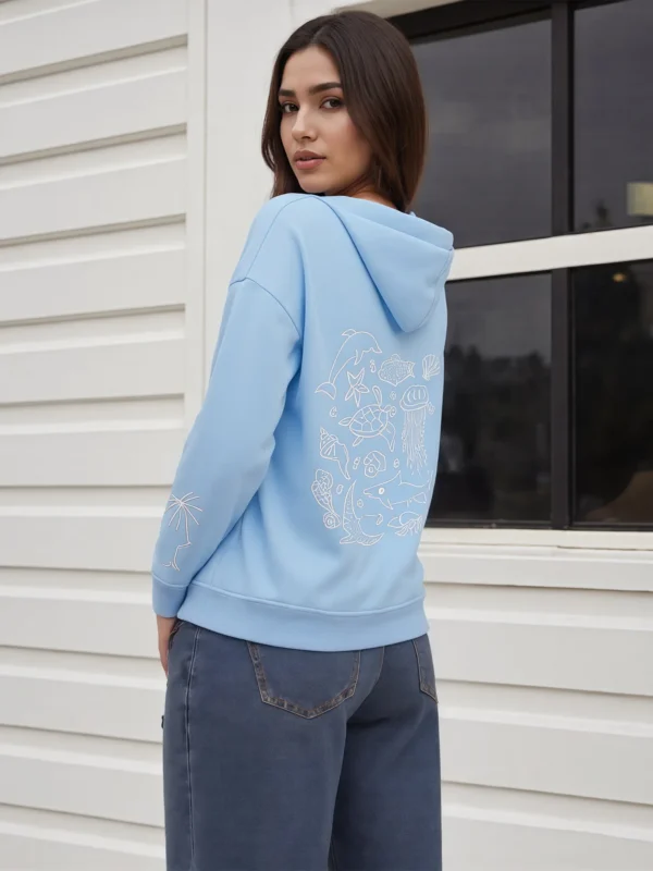 Women s Ocean-Inspired Hoodies with Sea Creature Print Long Sleeve Oversized Sweatshirts for Casual Streetwear Fashion - Image 10